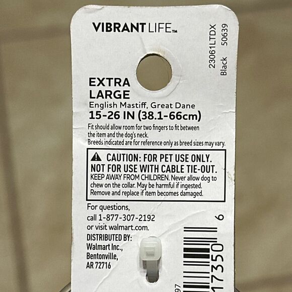 Vibrant Life Solid Nylon Dog Collar With Metal Clasp, Black, Large 4.4 CM - Picture 3 of 5